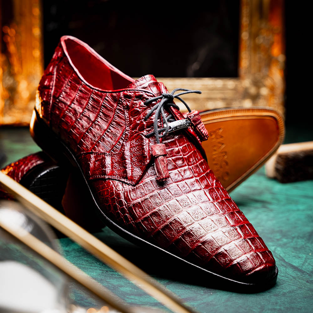 Marco Di Milano Lacio Wine Caiman Crocodile Dress Shoes - Dudes Boutique