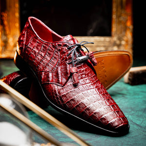 Marco Di Milano Lacio Wine Caiman Crocodile Dress Shoes - Dudes Boutique