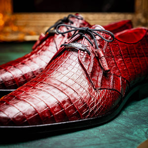 Marco Di Milano Lacio Wine Caiman Crocodile Dress Shoes - Dudes Boutique