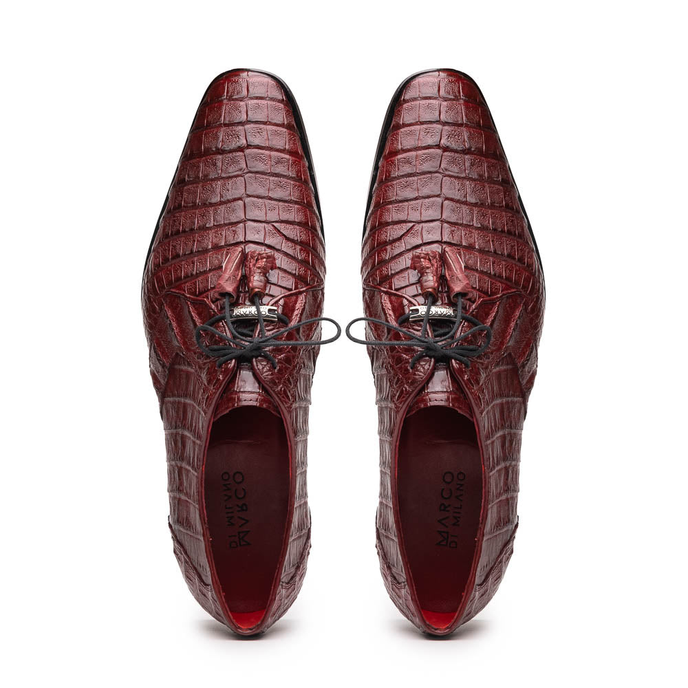 Marco Di Milano Lacio Wine Caiman Crocodile Dress Shoes - Dudes Boutique