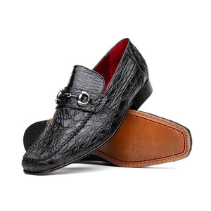 Marco Di Milano Landro Black Caiman Crocodile Bit Loafers - Dudes Boutique