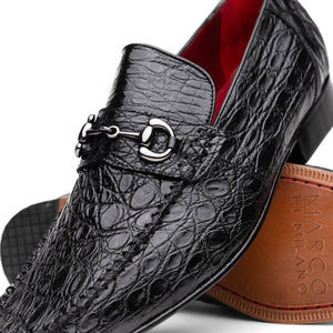 Marco Di Milano Landro Black Caiman Crocodile Bit Loafers - Dudes Boutique