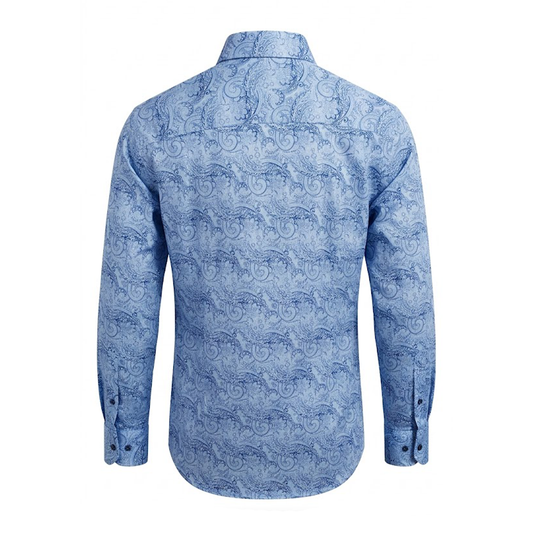 Leoni 534 Blue Paisley Button Up Shirt