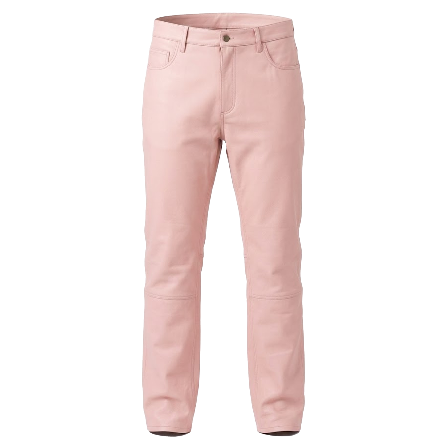 Kashani Men's Pink Lambskin Straight Cut Leather Pants