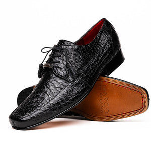 Marco Di Milano Leonardo Black Caiman Crocodile Derby Dress Shoes - Dudes Boutique