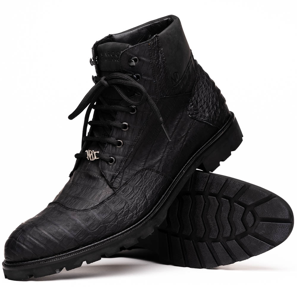 Marco Di Milano Leoni Oil Black Caiman Crocodile Boots - Dudes Boutique