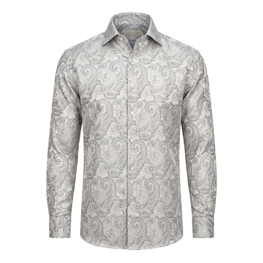 Leoni 528 Silver Paisley Button Up Shirt