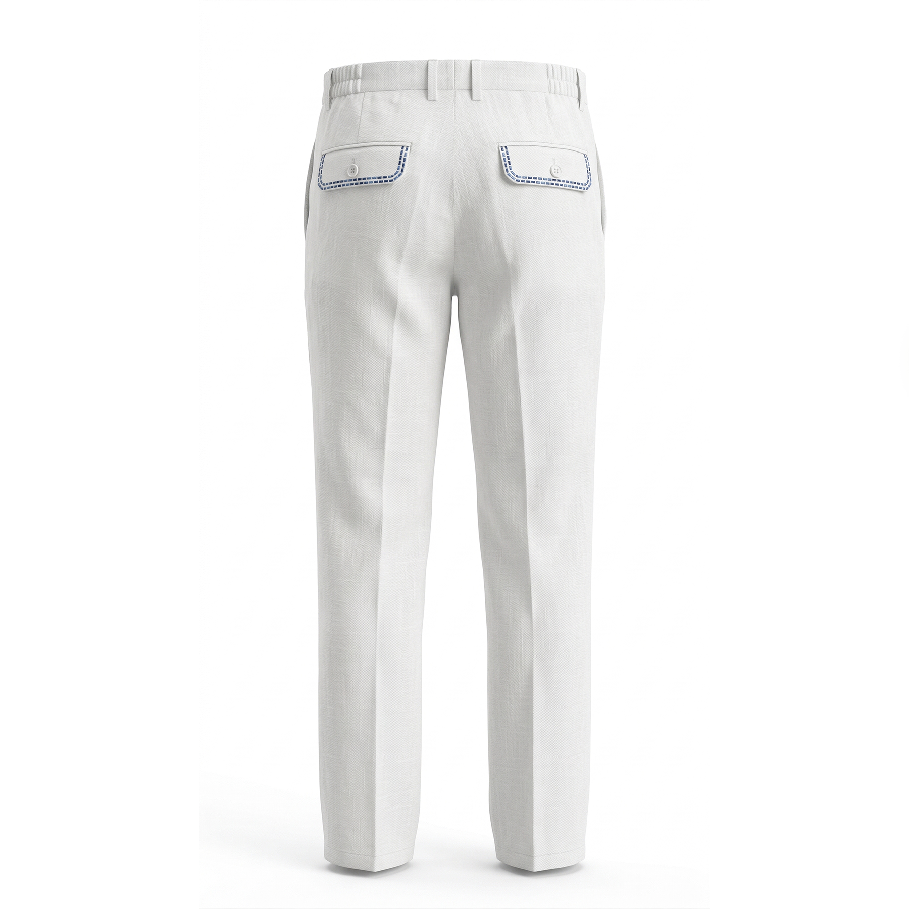 Prestige White / Navy Double Stitch Linen Pants