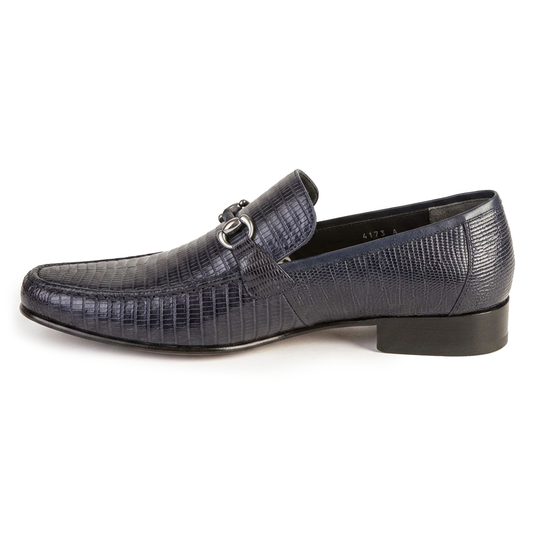 Los Altos Navy All Over Lizard Bit Dress Loafers
