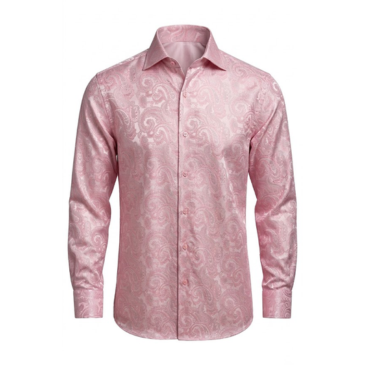 Leoni T824-2 Pink Paisley Button Up Shirt