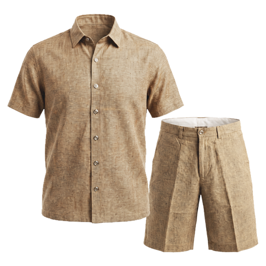 Prestige LUX-425 Khaki Linen Shirt & Short Set