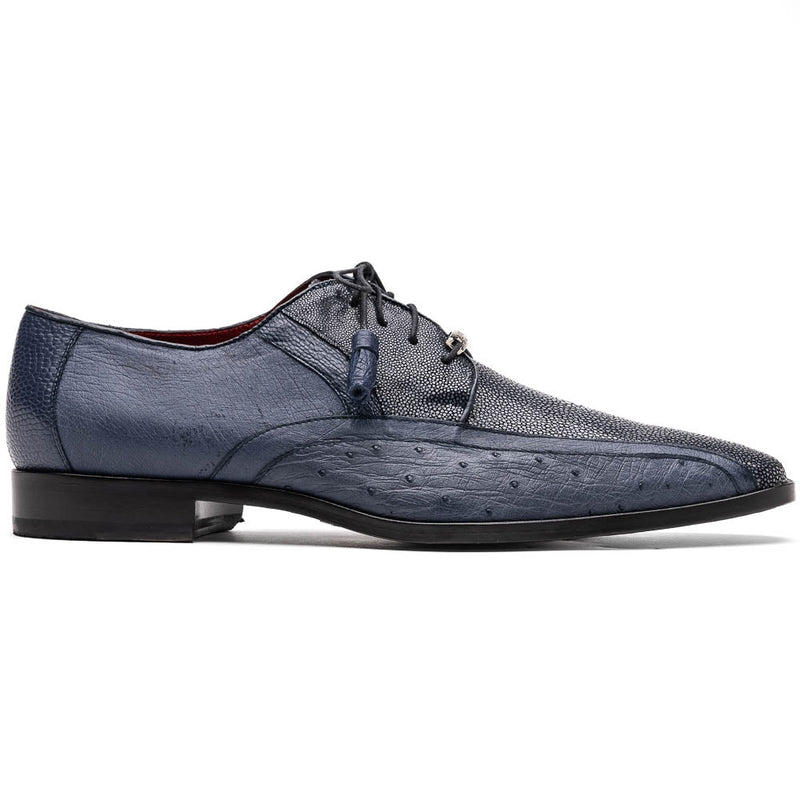 Marco Di Milano Lucca Navy Stingray & Ostrich Quill Dress Shoes - Dudes Boutique