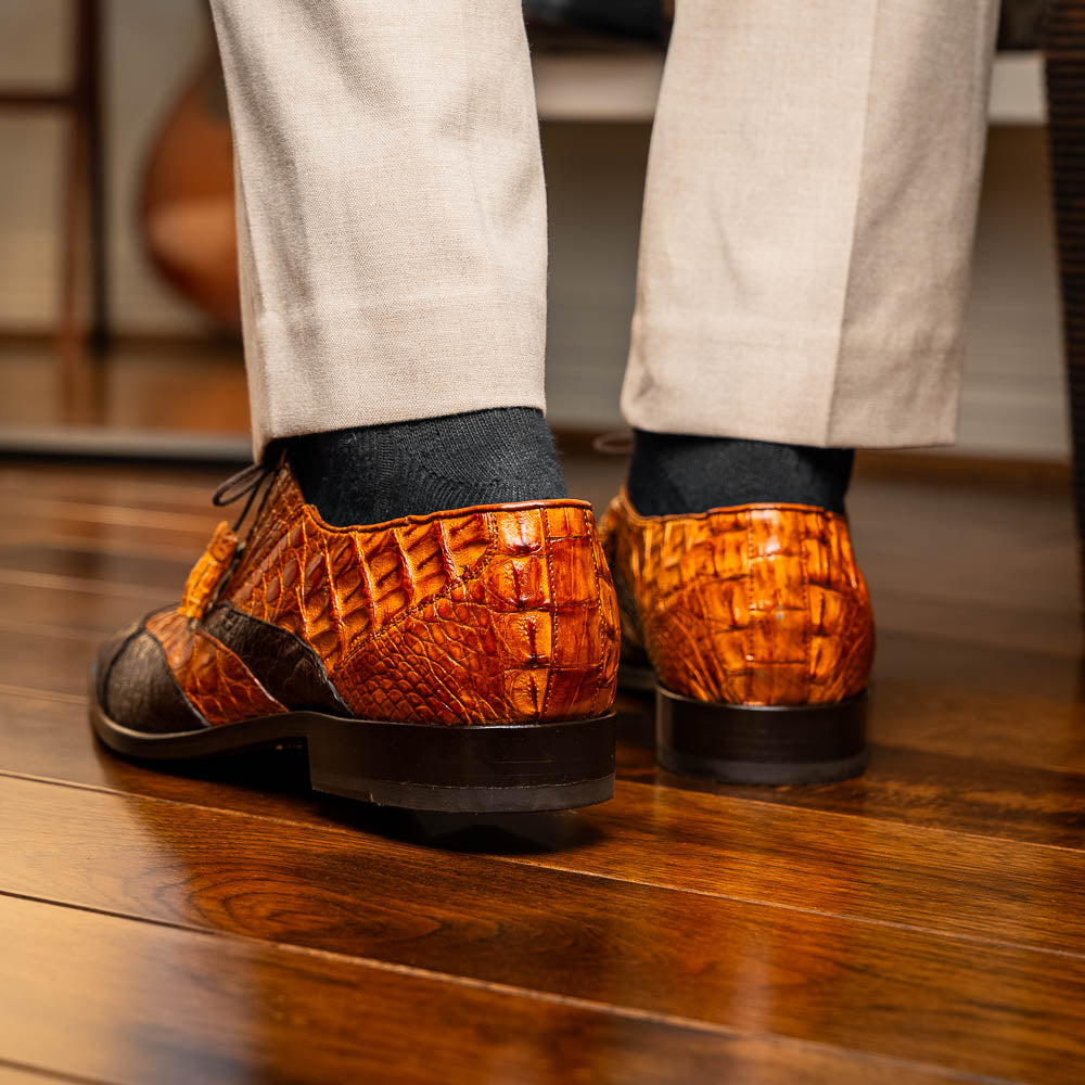 Marco Di Milano Luciano Brown / Cognac Caiman Crocodile Dress Shoes 9