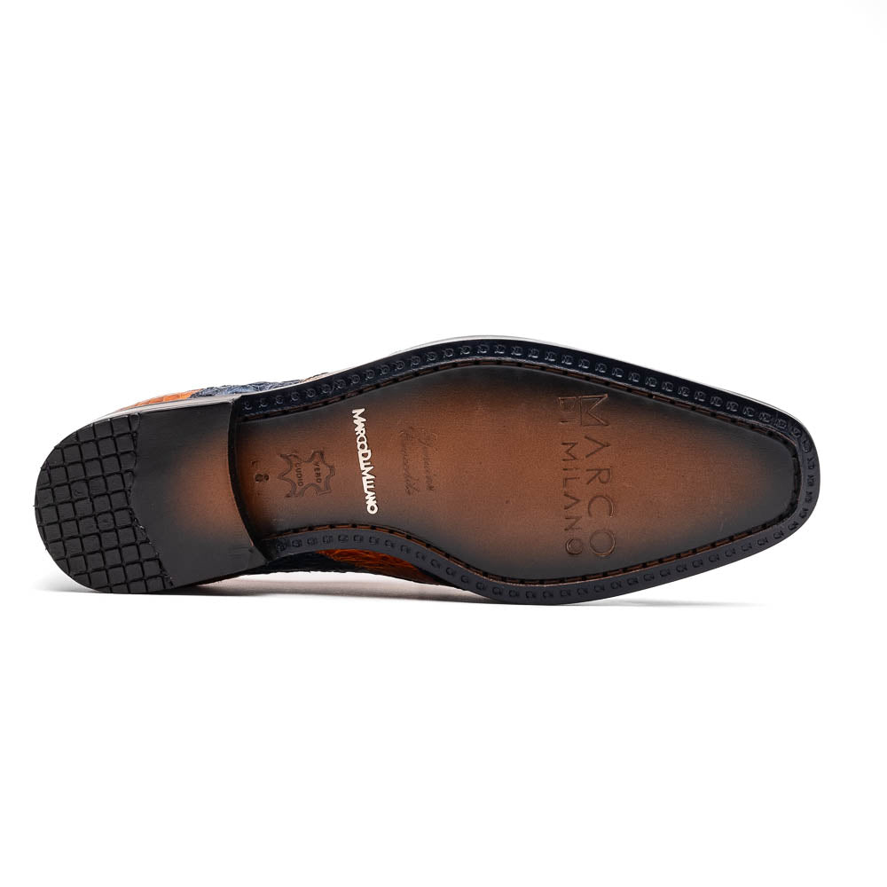 Marco Di Milano Luciano Cognac / Navy Caiman Crocodile Dress Shoes - Dudes Boutique