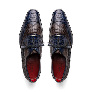 Marco Di Milano Luciano Navy / Brown Caiman Crocodile Dress Shoes - Dudes Boutique