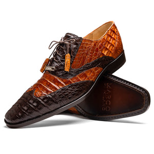 Marco Di Milano Luciano Brown / Cognac Caiman Crocodile Dress Shoes - Dudes Boutique