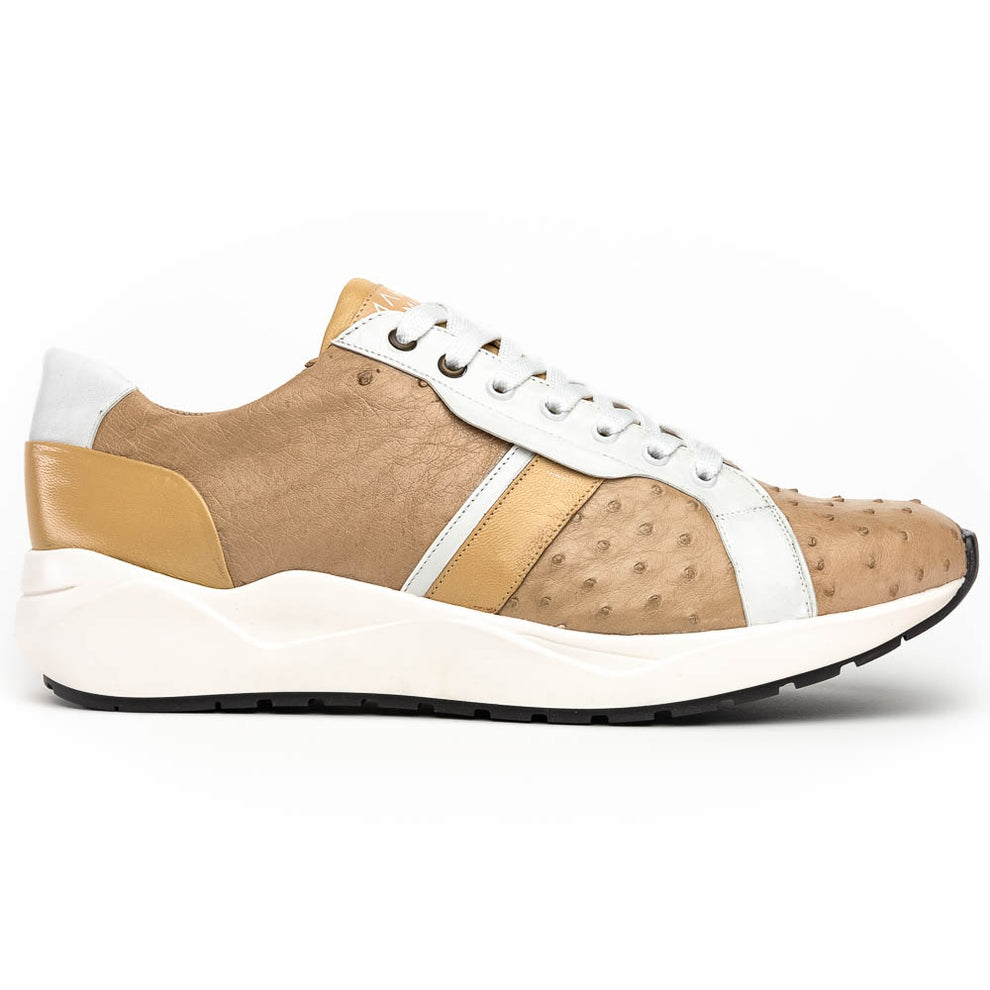 Marco Di Milano Lyon II Orix / White Ostrich Quill & Calfskin Sneakers - Dudes Boutique