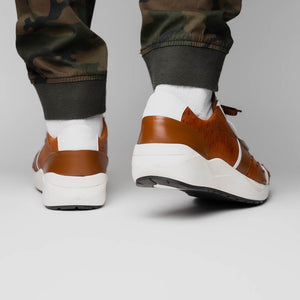 Marco Di Milano Lyon II Brandy / White Ostrich Quill & Calfskin Sneakers - Dudes Boutique