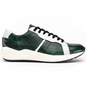 Marco Di Milano Lyon Green / White Ostrich Leg & Calfskin Sneakers - Dudes Boutique