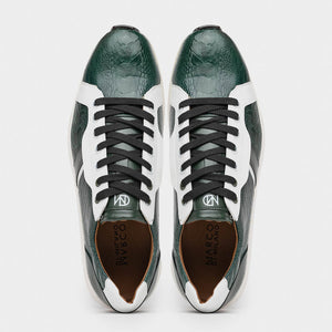 Marco Di Milano Lyon Green / White Ostrich Leg & Calfskin Sneakers - Dudes Boutique