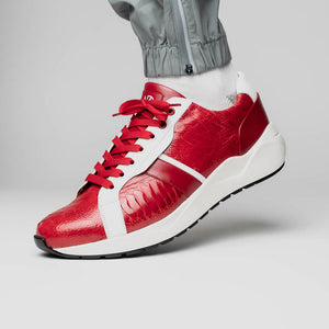 Marco Di Milano Lyon Red / White Ostrich Leg & Calfskin Sneakers - Dudes Boutique