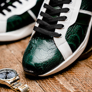 Marco Di Milano Lyon Green / White Ostrich Leg & Calfskin Sneakers - Dudes Boutique