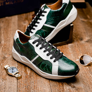 Marco Di Milano Lyon Green / White Ostrich Leg & Calfskin Sneakers - Dudes Boutique