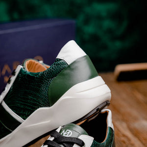 Marco Di Milano Lyon Green / White Ostrich Leg & Calfskin Sneakers - Dudes Boutique