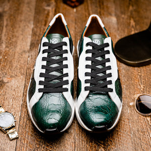 Marco Di Milano Lyon Green / White Ostrich Leg & Calfskin Sneakers - Dudes Boutique