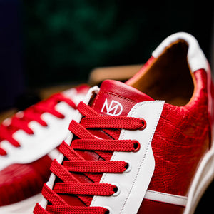 Marco Di Milano Lyon Red / White Ostrich Leg & Calfskin Sneakers - Dudes Boutique