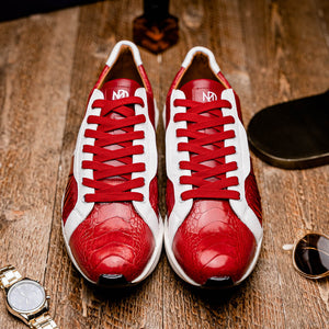 Marco Di Milano Lyon Red / White Ostrich Leg & Calfskin Sneakers - Dudes Boutique