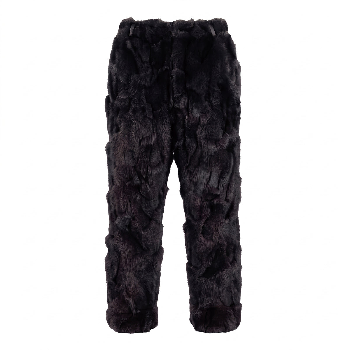 Kashani Men's Black Diamond Cut Fox Fur Pants