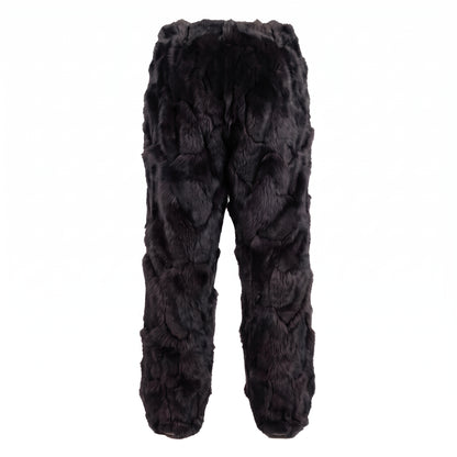 Kashani Men's Black Diamond Cut Fox Fur Pants