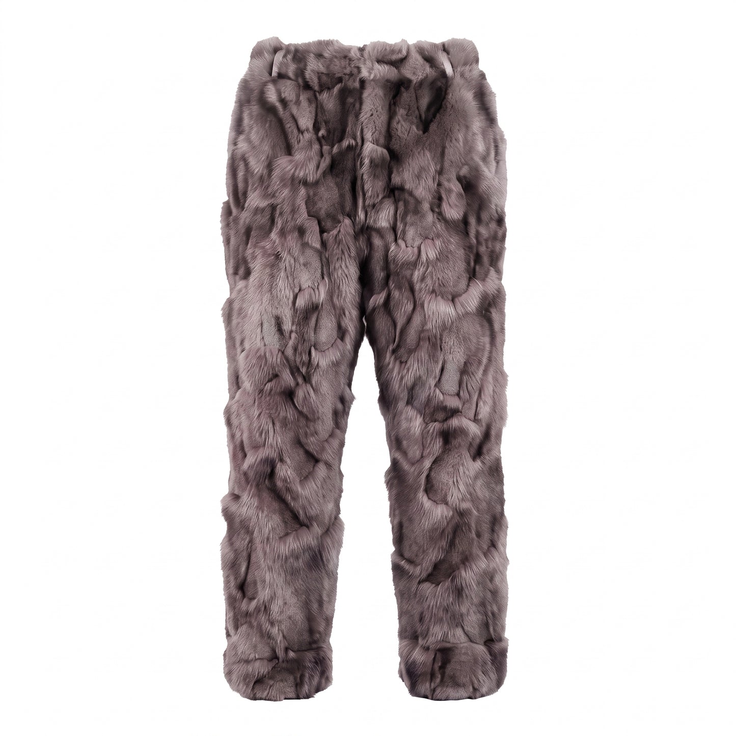 Kashani Men's Grey Diamond Cut Fox Fur Pants