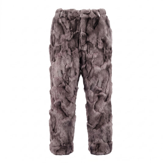 Kashani Men's Grey Diamond Cut Fox Fur Pants