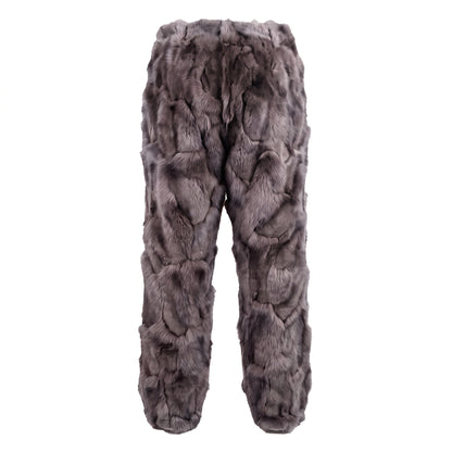 Kashani Men's Grey Diamond Cut Fox Fur Pants