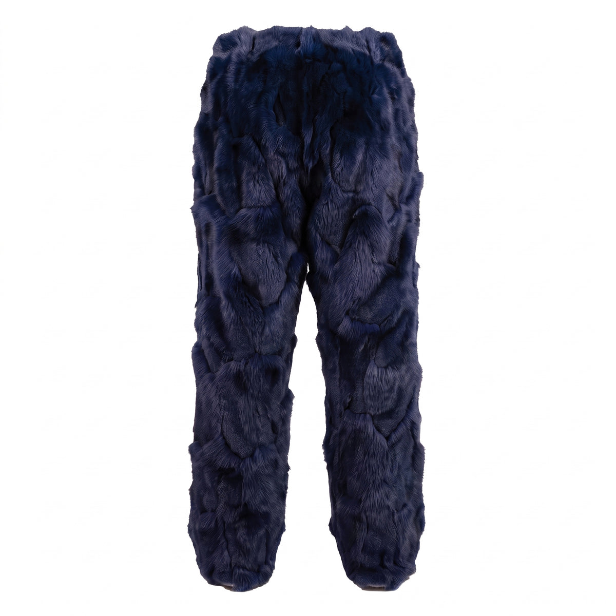 Kashani Men's Navy Diamond Cut Fox Fur Pants