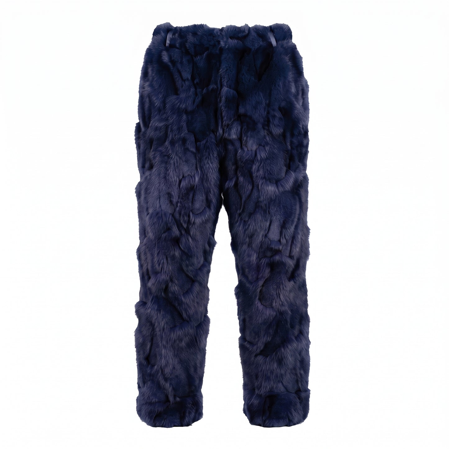 Kashani Men's Navy Diamond Cut Fox Fur Pants