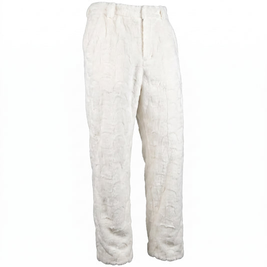 Kashani Men's White Diamond Cut Mink Fur Pants