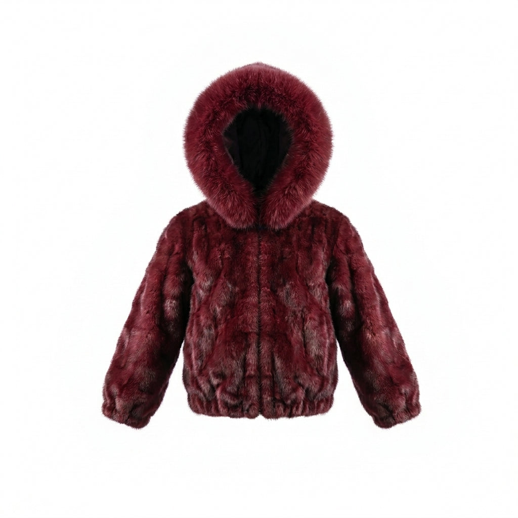 Kashani Kids Burgundy Mink Fur Jacket