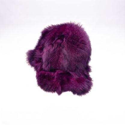 Kashani Purple Diamond Cut Fox Fur Baseball Hat