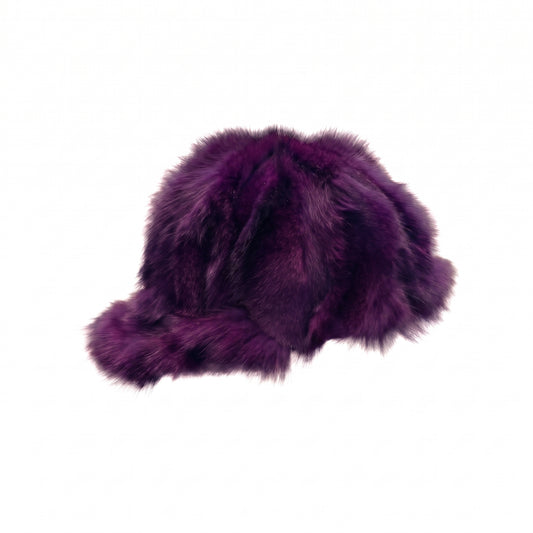 Kashani Purple Diamond Cut Fox Fur Baseball Hat