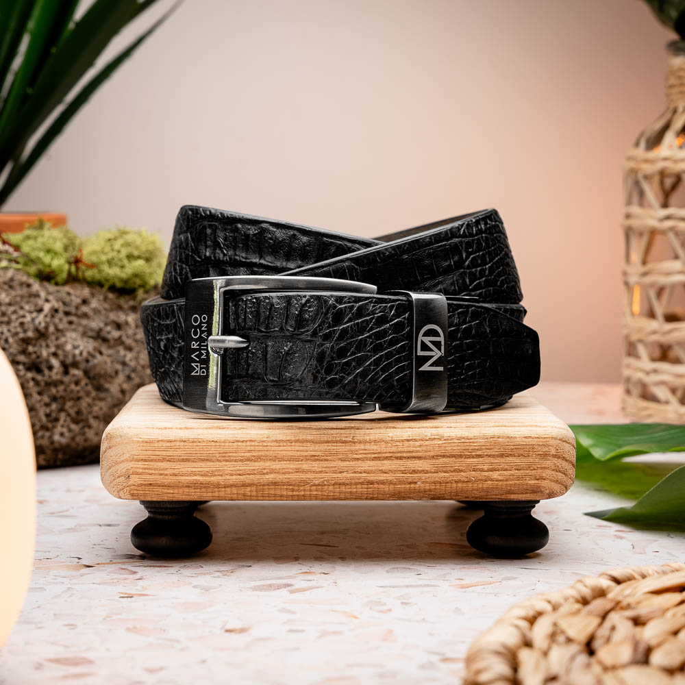 Marco Di Milano Crocodile Belt Black - Dudes Boutique