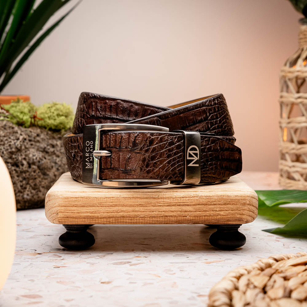 Marco Di Milano Crocodile Belt Brown - Dudes Boutique