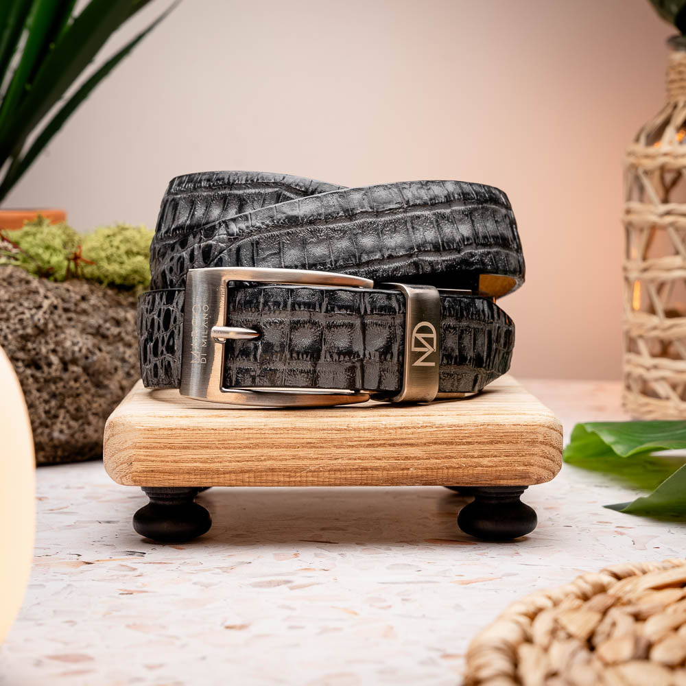 Marco Di Milano Crocodile Belt Grey - Dudes Boutique