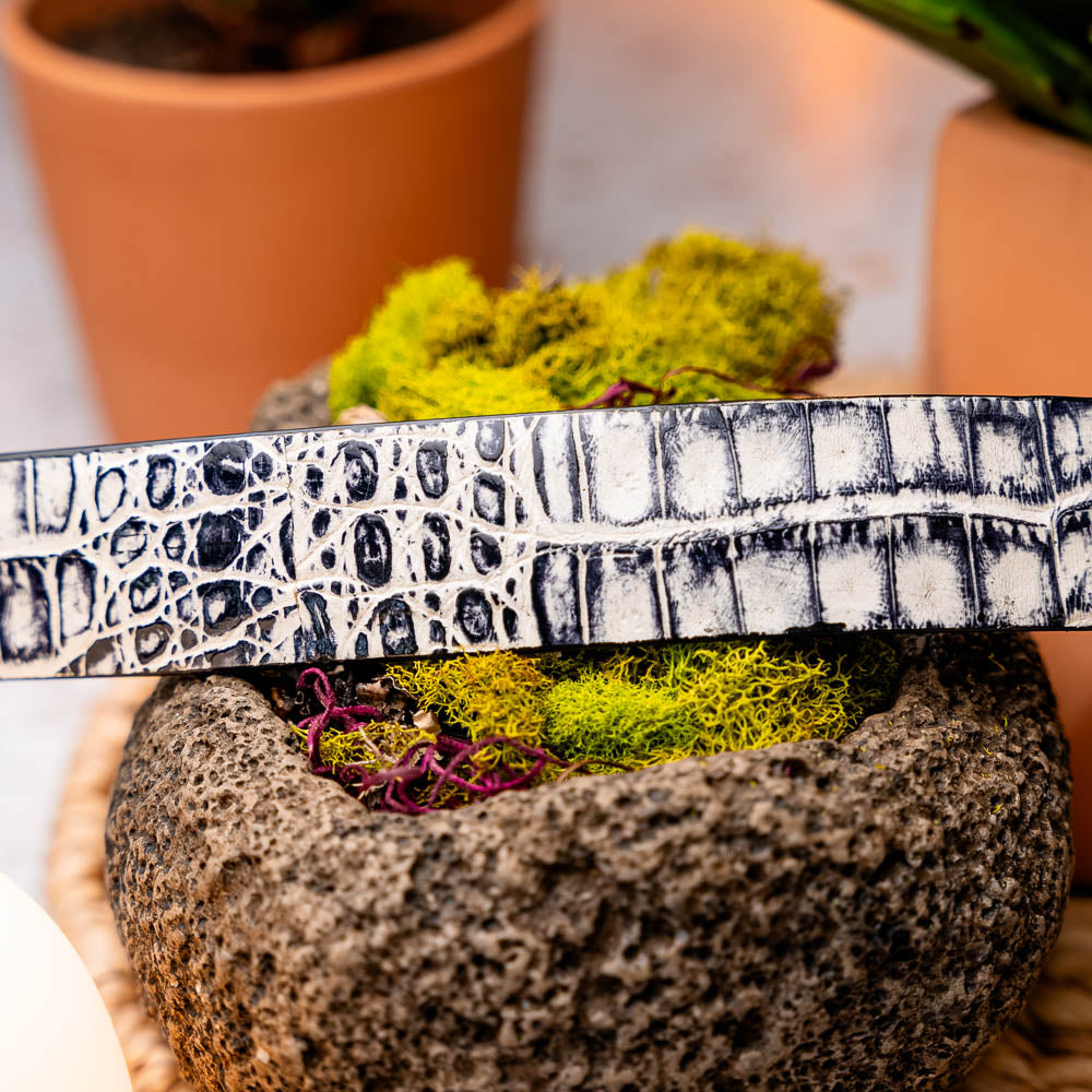 Marco Di Milano Crocodile Belt Antique Newspaper - Dudes Boutique