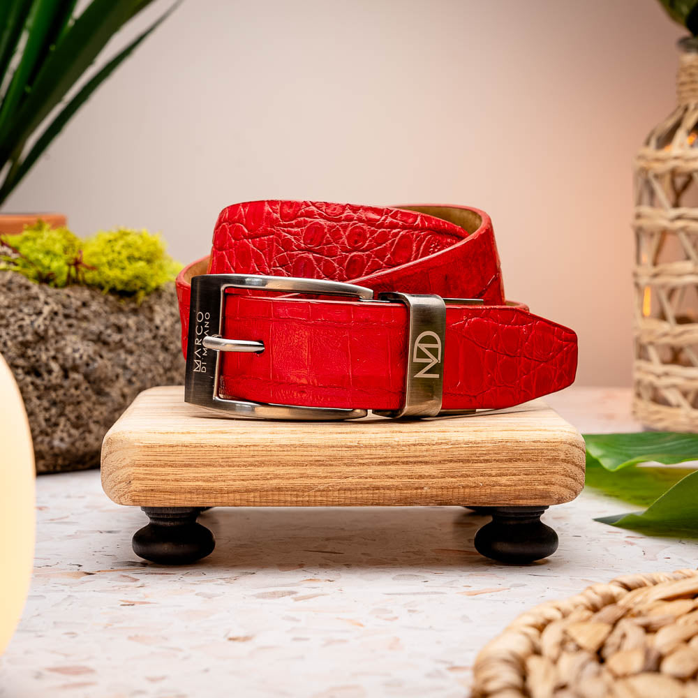 Marco Di Milano Crocodile Belt Red - Dudes Boutique