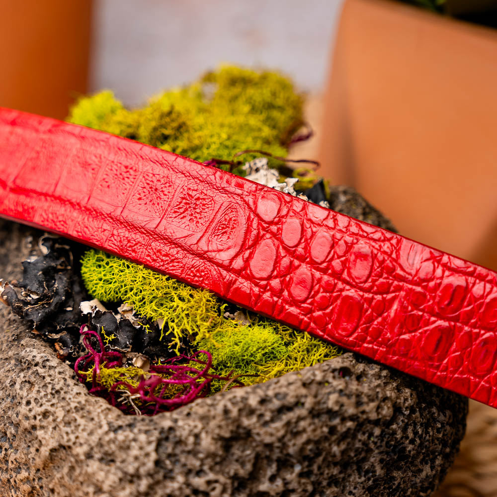 Marco Di Milano Crocodile Belt Red - Dudes Boutique