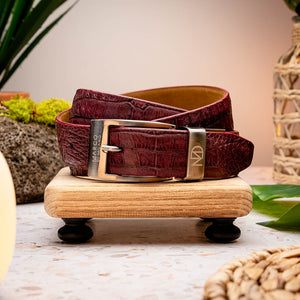 Marco Di Milano Crocodile Belt Wine - Dudes Boutique