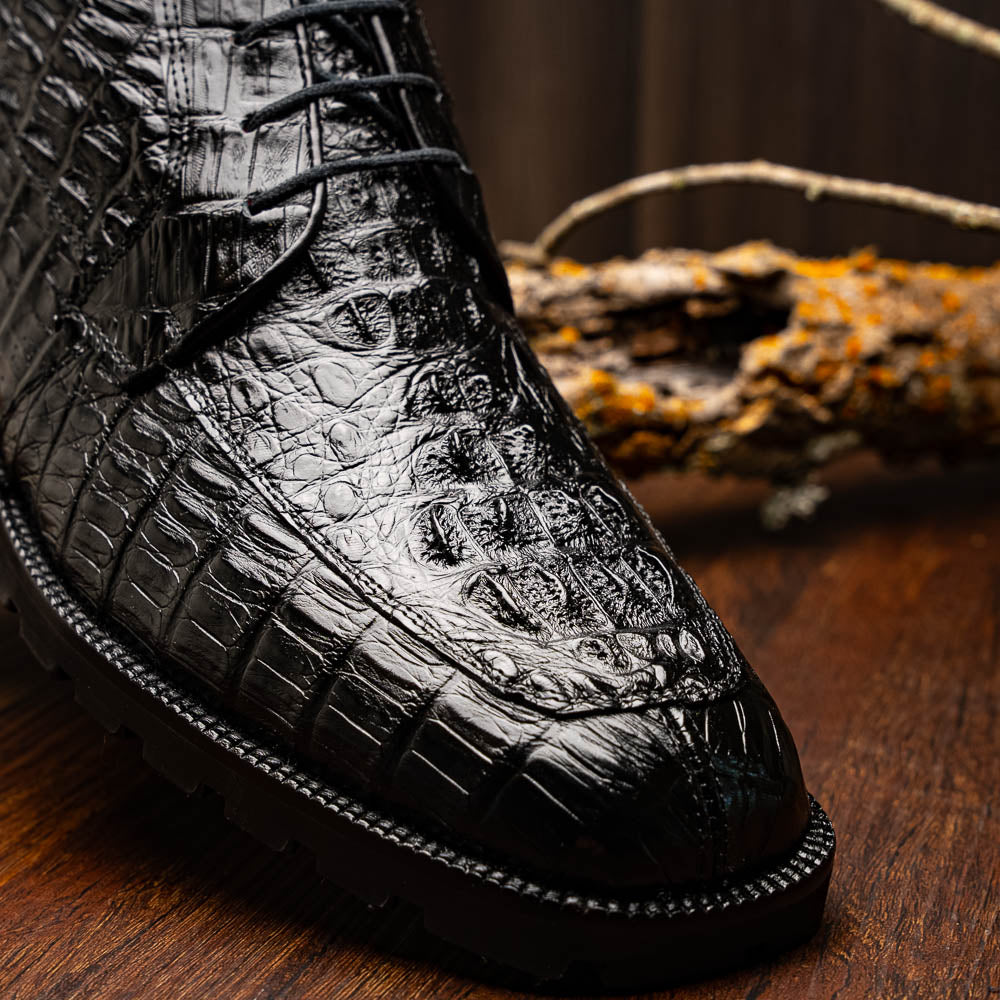 Marco Di Milano Martinelli Black Caiman Crocodile Ankle Boots - Dudes Boutique